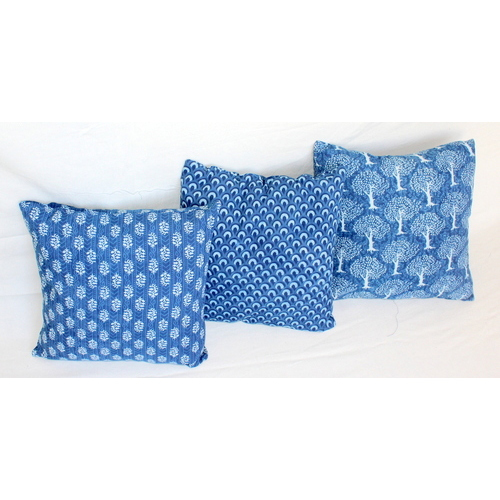 Hand Block Printed Indigo Cushion Covers