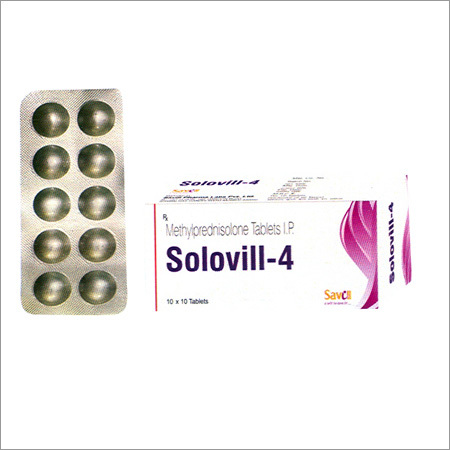 Solovill-4 - Methylprednisolone 4mg Tablet, 10x10 A/A Packaging | Anti-Inflammatory, International Standards