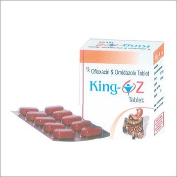 King Oz - Brown Tablets, Ofloxacin 200mg, Ornidazole 500mg | Antibacterial, Antiprotozoal, Broad-Spectrum, 10x10 Blister Pack