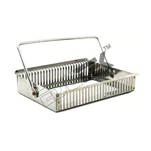 Staining Rack - Stainless Steel, Holds 30 Slides with Attached Handle