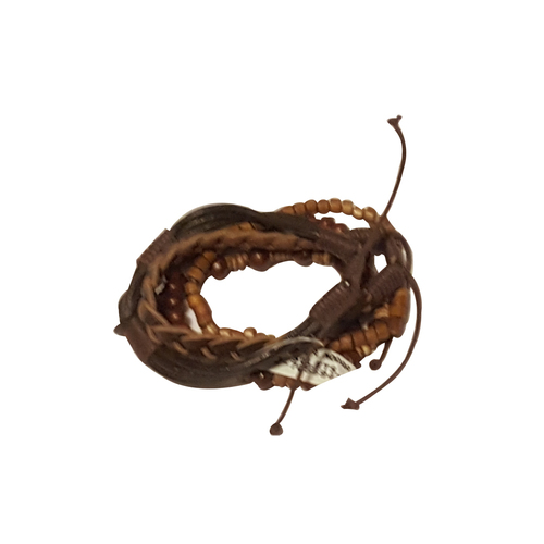 New Designer Brown Leather Bracelets Set