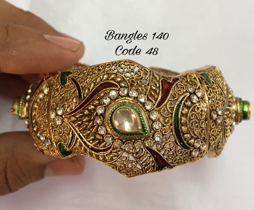 Bangle Set - Copper Alloy, Diamond Stones | Bridal Style, Immaculate Finish