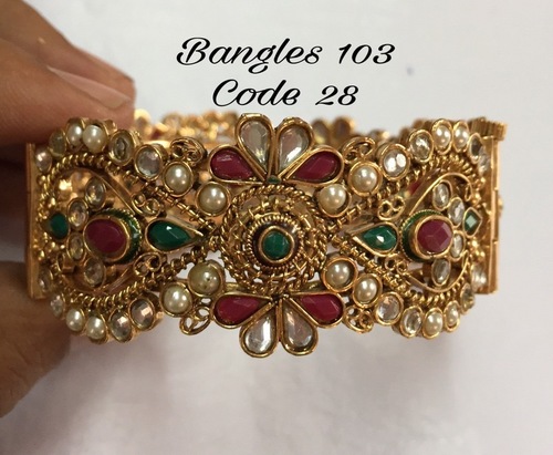 Bangle Set - Copper Alloy, Diamond Stone | Bridal, Customizable Immaculate Finish