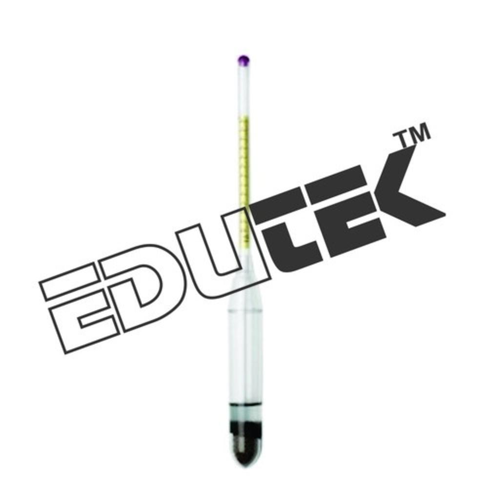 Hydrometer - Glass Tube Calibrated Scale, Analog Display for Measuring Density or Specific Gravity of Liquids, Manual Operation for Laboratory & Industrial Use