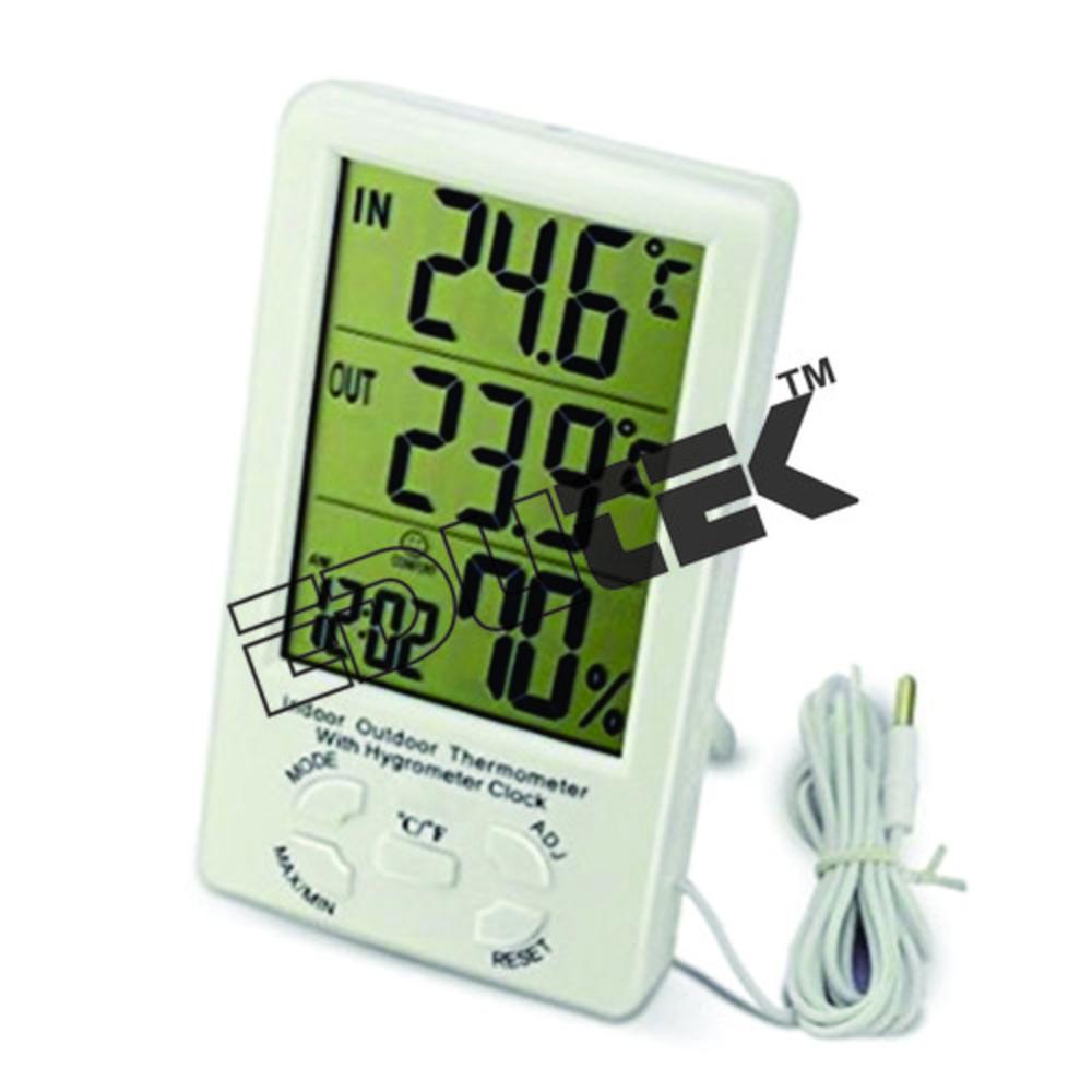 Outdoor Thermometer - Plastic Housing W170xH345xD40mm, Digital Display, Indoor: -10Â° to 50Â°C & Outdoor: -50Â° to 70Â°C, Humidity Monitoring