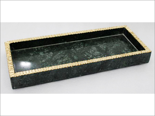 Serving Tray - Marble & Brass, 15x8x2 Inches, Black | Elegant Design, Durable, Easy to Clean, Versatile Use