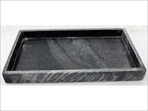 Serving Tray - Stone, 16x10x2 Inches, Matte Black | Durable Material, Elegant Design, Easy to Clean, Stable Base