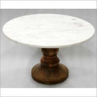 Wedding Cake Stand - Marble & Wood, 12-16 Inches Diameter, Brown & White Colors, 8-10 Inches Height | Durable Base, Lightweight, Easy To Clean, Elegant Design