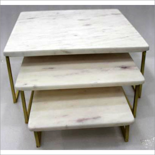 Tiered Cake Stands - Marble & Metal, Three Tiers, White | Elegant Design, Waterproof, Textured Surface, Smooth Finish, Easy Wash