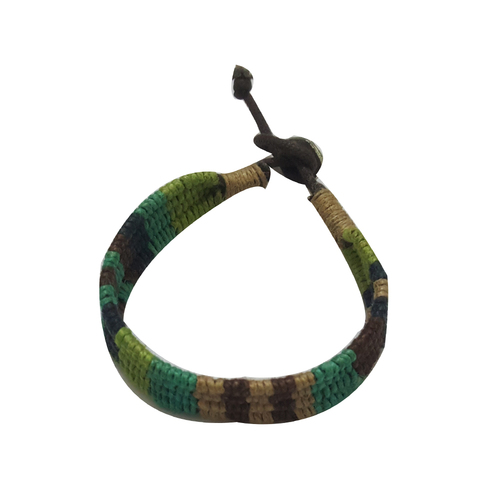 Green Color Handcrafted Men's Leather Bracelet