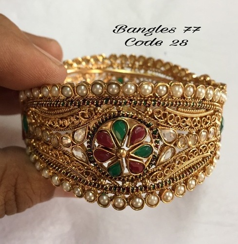 Bangle Set - Copper Alloy with Diamond Accents | Customizable Design, Contemporary Style, Immaculate Finish