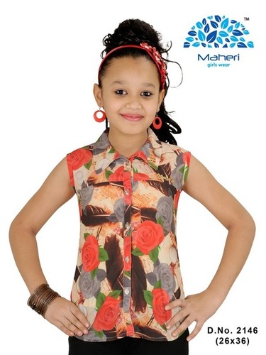 GIRLS TOP - Chiffon Material, Printed Pattern | Stylish and Versatile Design for Trendy Young Fashion Enthusiasts