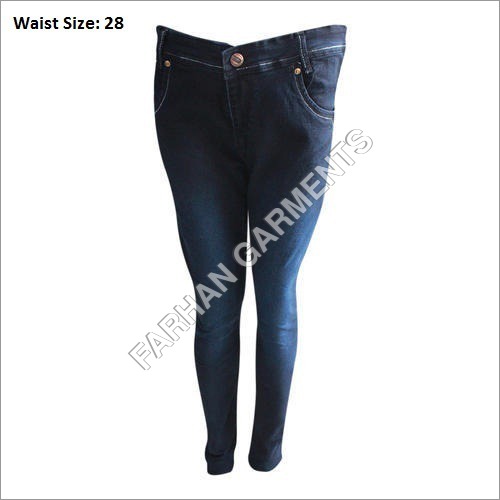 Pencil Denim Jeans - Dobby Material, Size 28 Waist, Alluring Shades of Blue and Black, Tear Resistant, Regular Fit, Embroidered Pattern