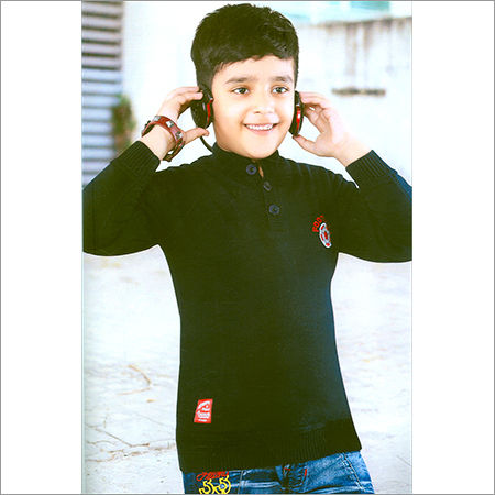 Kids Flat Knit Black SweatShirt