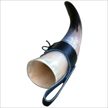Drinking Horn With Leather Holders