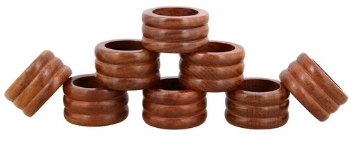 Brown Wooden Napkin Rings Set Of 8 Pcs