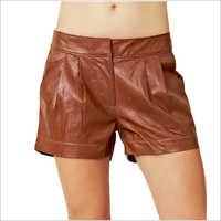Brown Leather Ladies Shorts