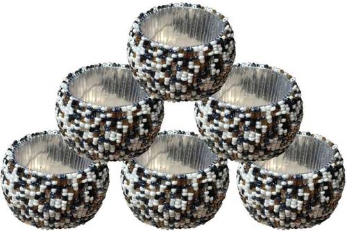 Black and White Glass Beaded Napkin Rings