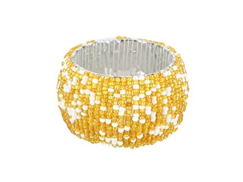 Yellow Glass Beaded Napkin Rings