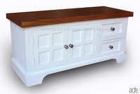 Metal Mango Wood White Painted Cabinet