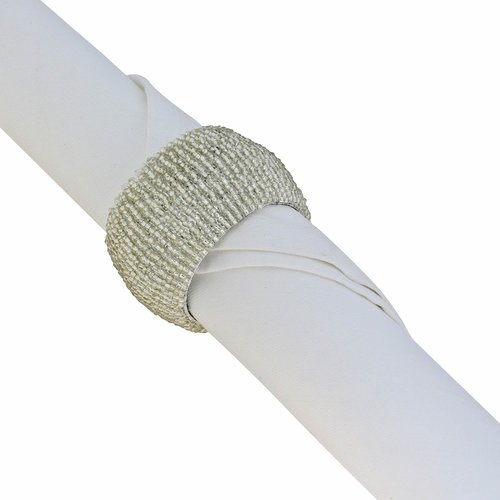 Silver Glass Hand Beaded Napkin Rings