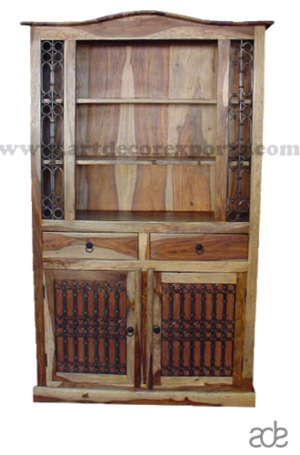 Rosewood Cabinet - Natural Finish, 110 x 50 x 183 cm | Versatile Storage with Sleek Grooved Design, Recessed Handles for Easy Access