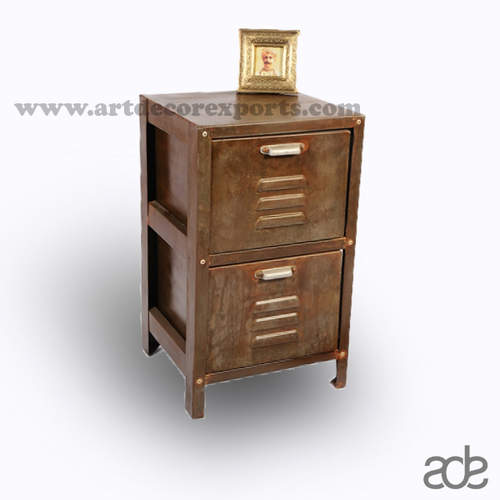 Industrial Storage Drawer Chest - Powder Coat Finish, 36x38x71.5cm | Vintage Design with Iron Supports and Two Space-Saving Drawers