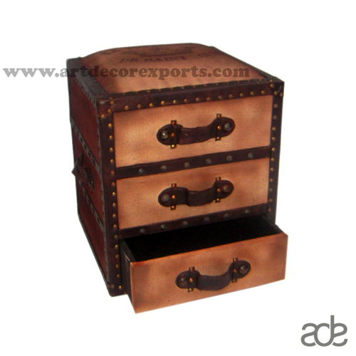 Leather Finish Bedside With 3 Drawers