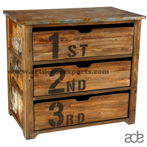 Natural Finish Three Drawer Cabinet