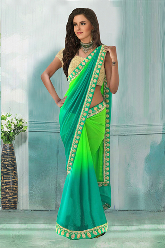 Fancy Designer Green Saree
