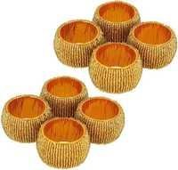 Golden Glass Beaded Napkin Rings Set Of 8 Pcs