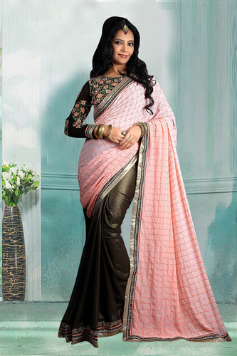Pink & Black Designer Sarees