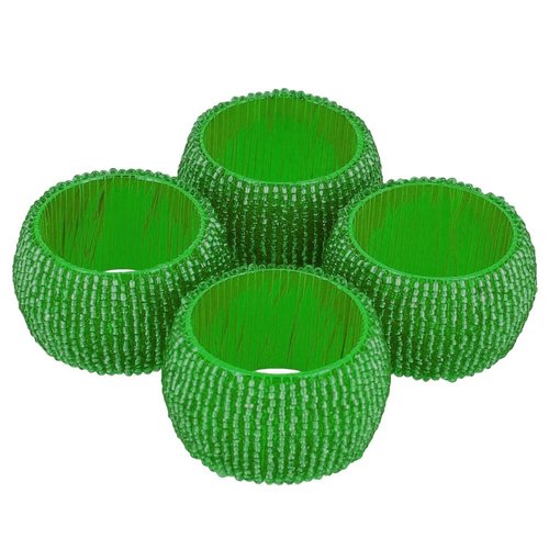 Green Glass Beaded Napkin Ring Set Of 4 Pcs