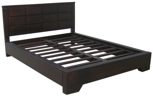 Crafted Dark Brown Rectangle Boxes Double Bed
