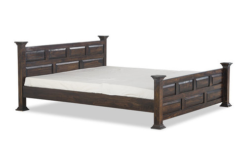 Crafted Rustic Brown Contemporary Wooden Double Bed