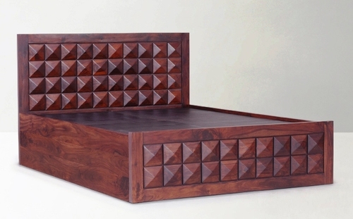 Crafted Fine Solid Wood "Square Boxes" Double Bed