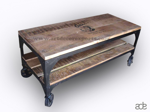 Powder Coat Coffee Table With Wheels