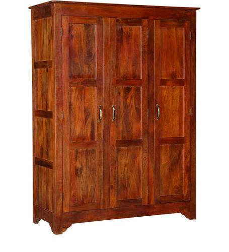 Crafted Golden Brown Three Door Wardrobe
