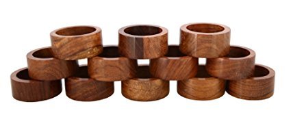 Brown Wooden Napkin Rings Set Of 12 Pcs