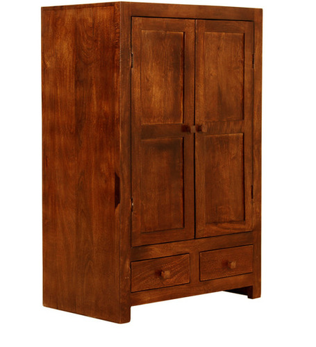 Crafted Solid Wood Sandy Brown Wardrobe