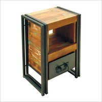Handmade Industrial Iron Reclaimed Wood Bed Side Table
