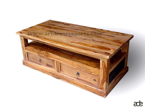 Natural Finish Cabinet Coffee Table