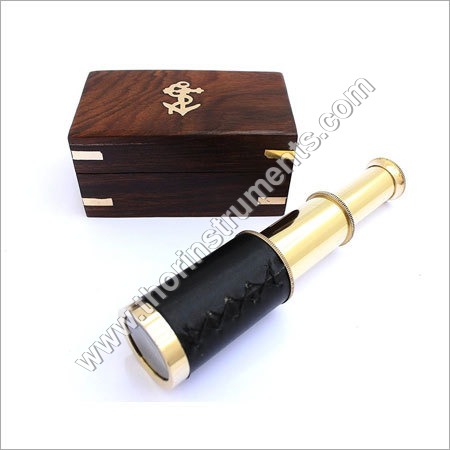 6" Nautical Handheld Pirate Brass Telescope With Anchor On Wooden Box , Sailor Home Decor Toy Gift By THOR INSTRUMENTS CO.