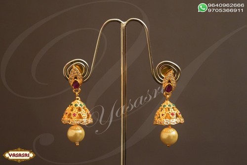 Golden Gold Earrings - 3.5mm Thickness, 5-10g Weight | Fancy Women's Jewelry with Quartz and Ruby Accents for Gifts and Parties