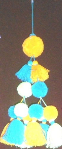 YELLOW BLUE TRIBAL TASSEL