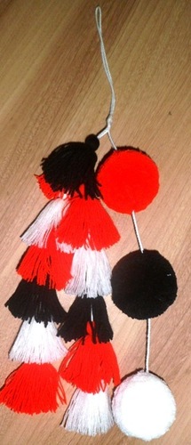 BLACK WHITE RED TRIBAL TASSEL