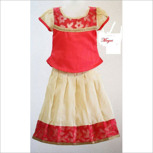 Kids Langa Voni - Cotton Dress for Girls , Red and Cream Plain Design with Short Sleeves in Sizes S, M, L for Summer