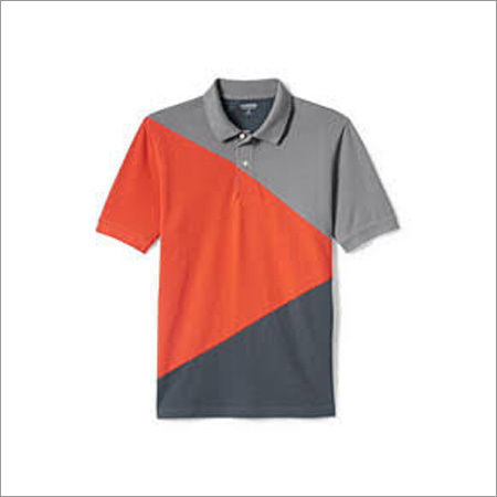Grey And Orange Designer Polo T Shirts