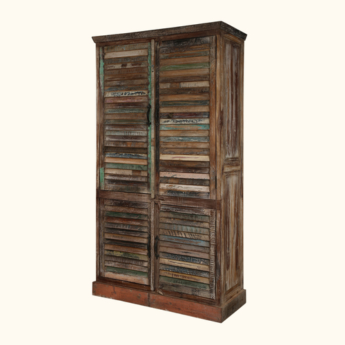 Rustic Brown Shutter Door Armoire
