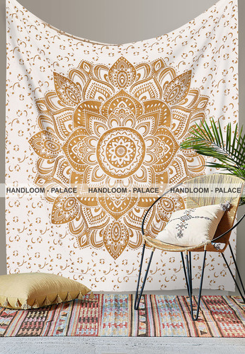 Gold Mandala Wall Tapestry
